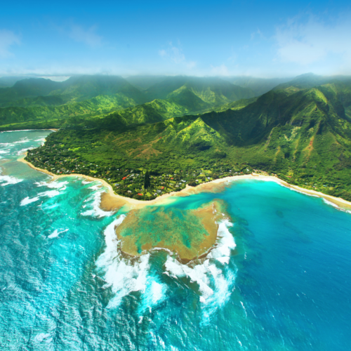 aerial photograph of the island of kauai