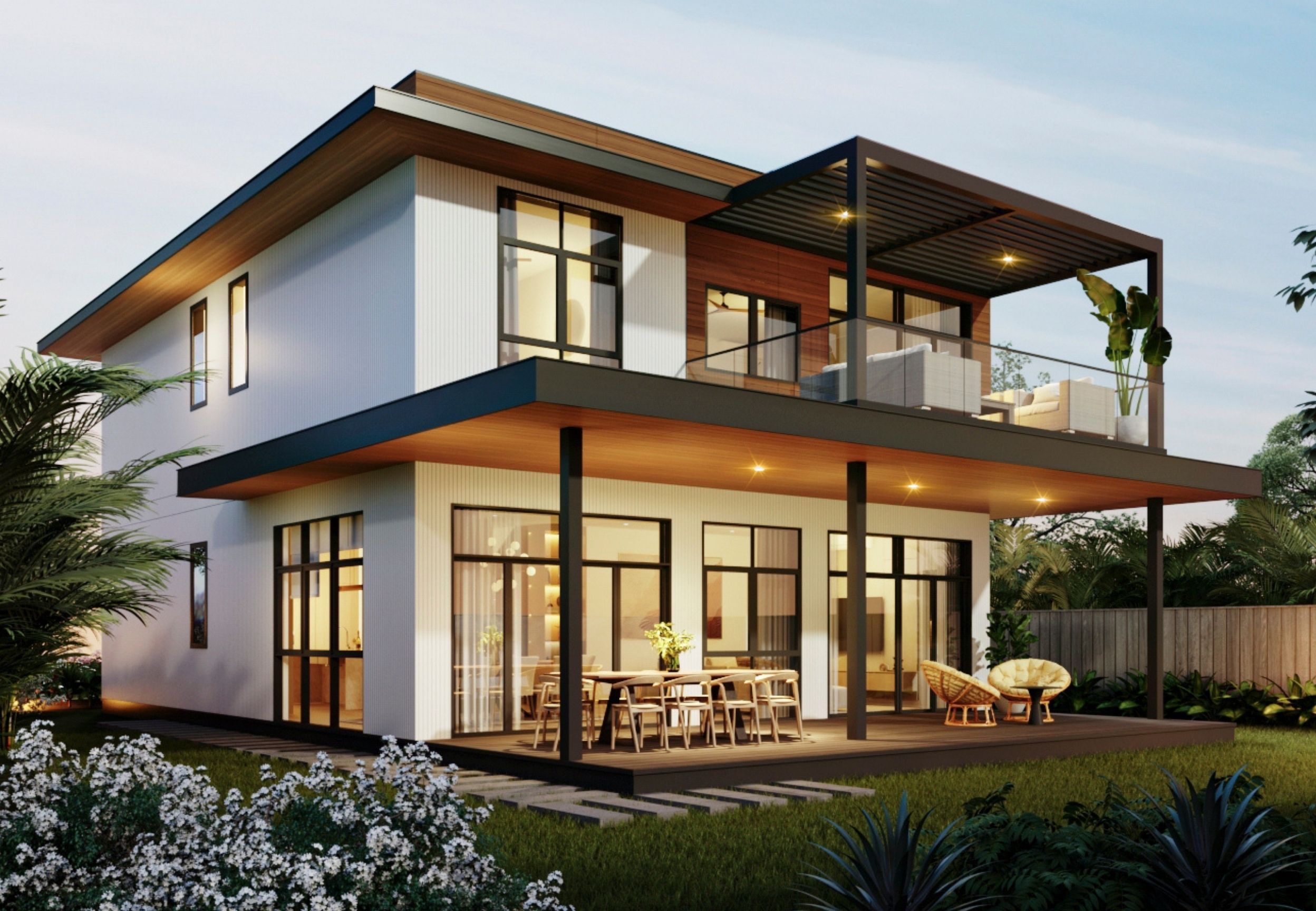 Modern luxury home rendering at The Villas on the 8th, an exclusive new residential community in Hawaii Kai.