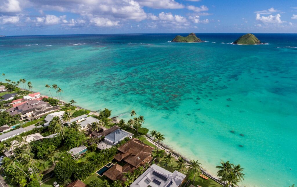 Lanikai, Kailua, mokulua islands, aerial photo, beach, hawaii, oahu