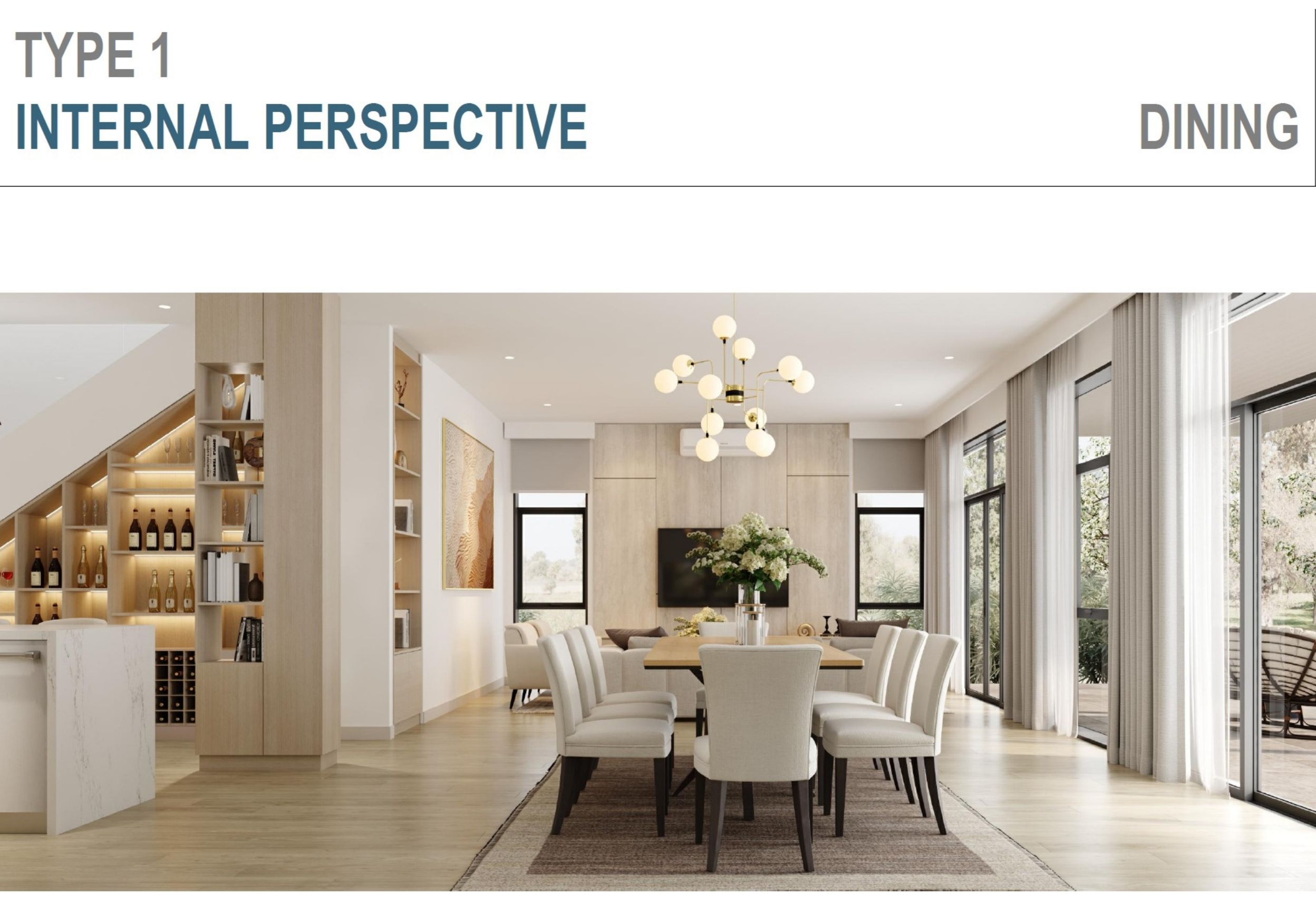 Elegant open-concept dining area with modern finishes at The Villas on the 8th.