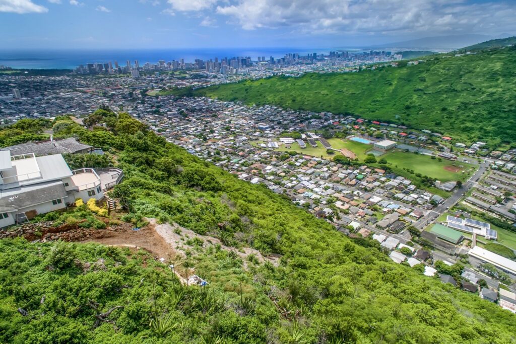 aerial photo of a lot in showing the city and views of the ocean in honolulu