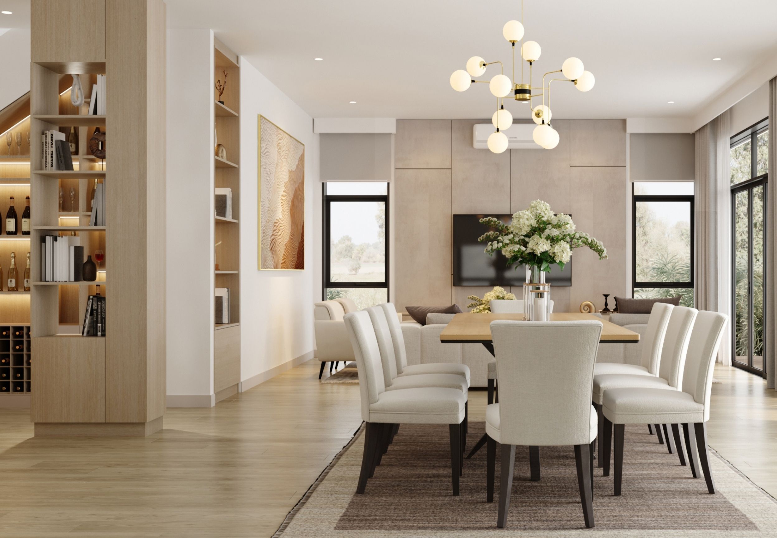 Spacious dining and entertaining area in a luxury Hawaii Kai villa.