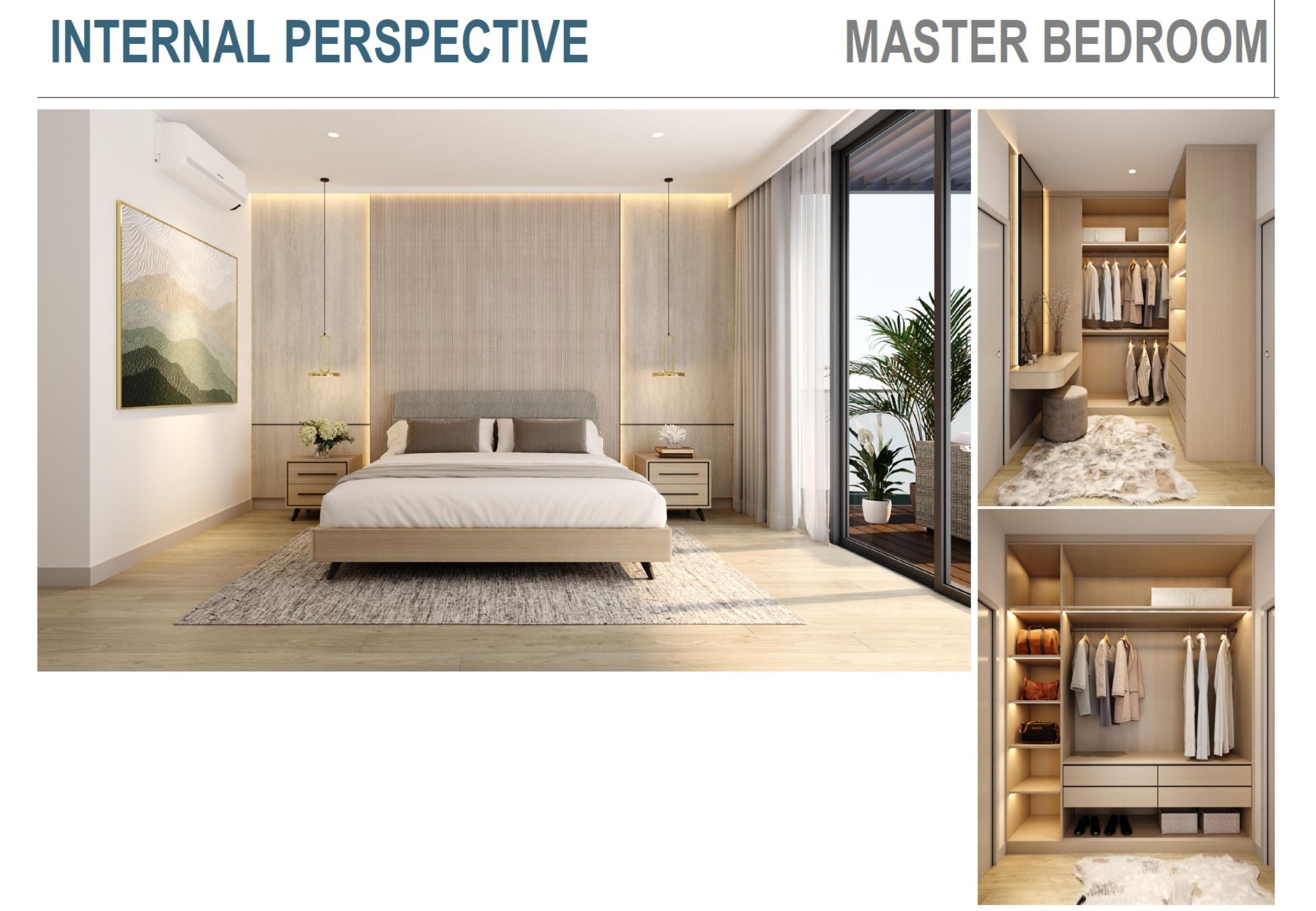 Primary suite with custom walk-in closet and elegant contemporary finishes in Hawaii Kai.