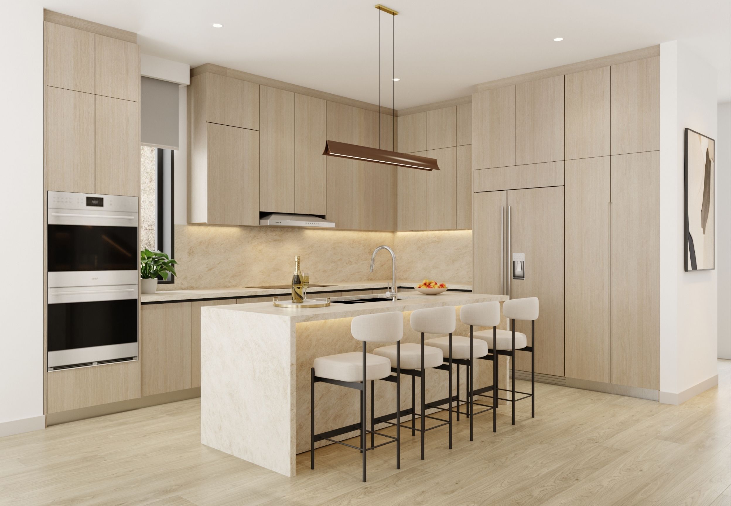 Designer kitchen featuring premium appliances and luxury finishes at The Villas on the 8th.