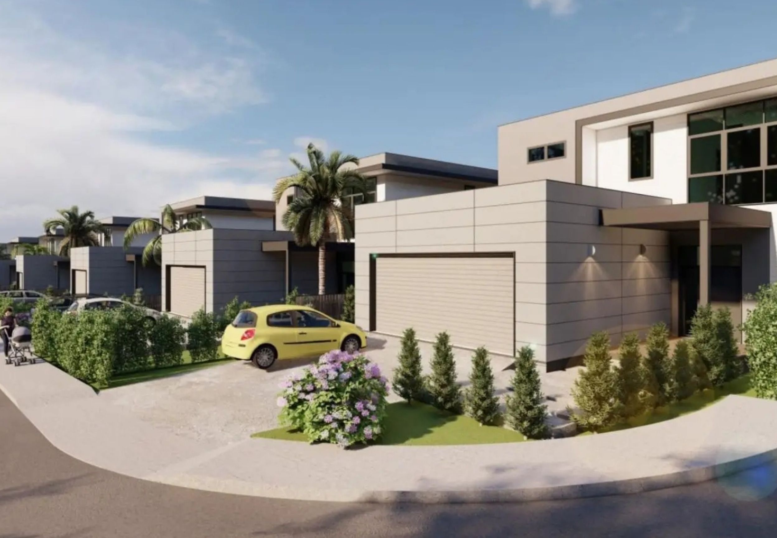 Street-level rendering of The Villas on the 8th luxury residential community in Hawaii Kai.