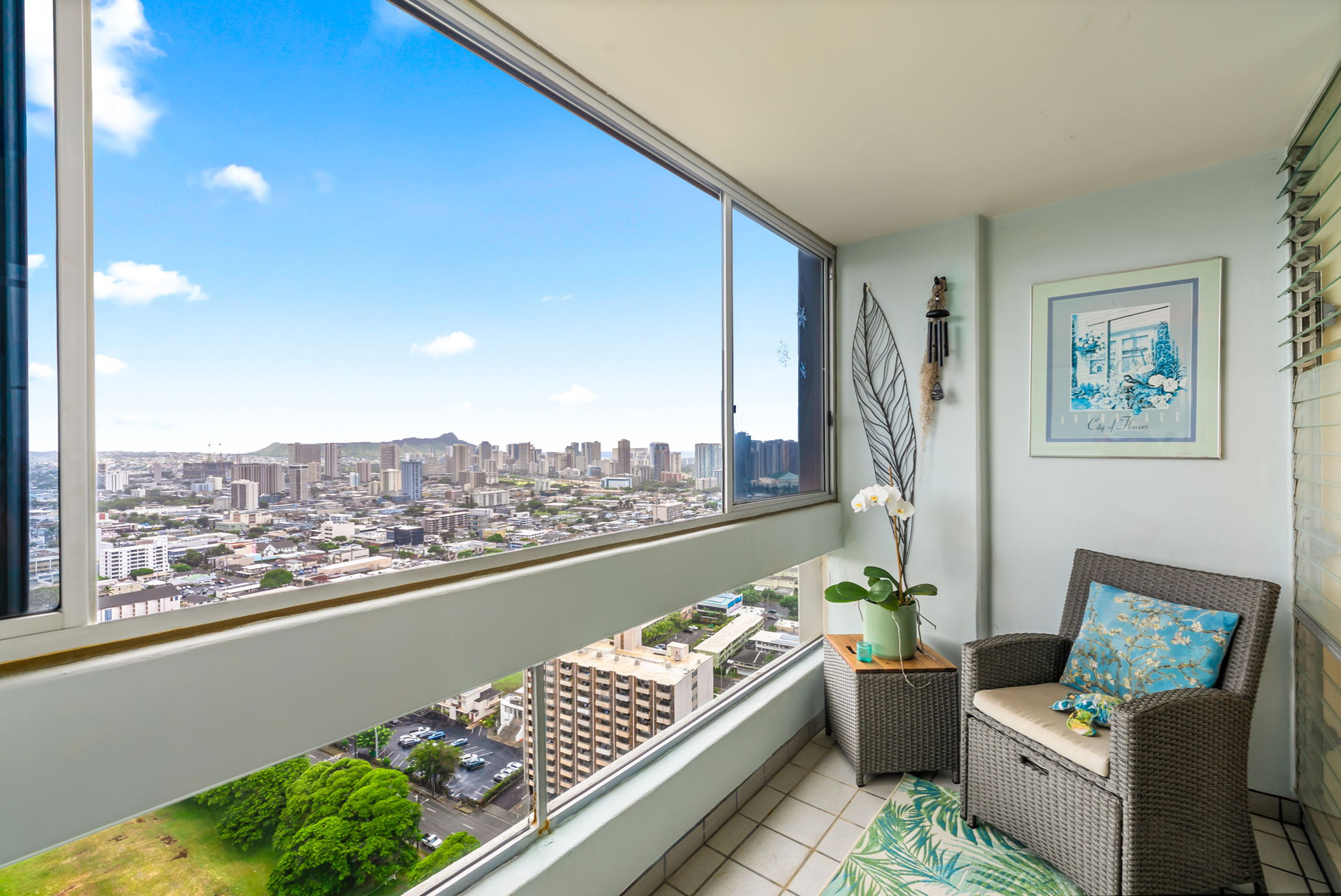 View of Honolulu from the lanai at Banyan Tree Plaza #3205
